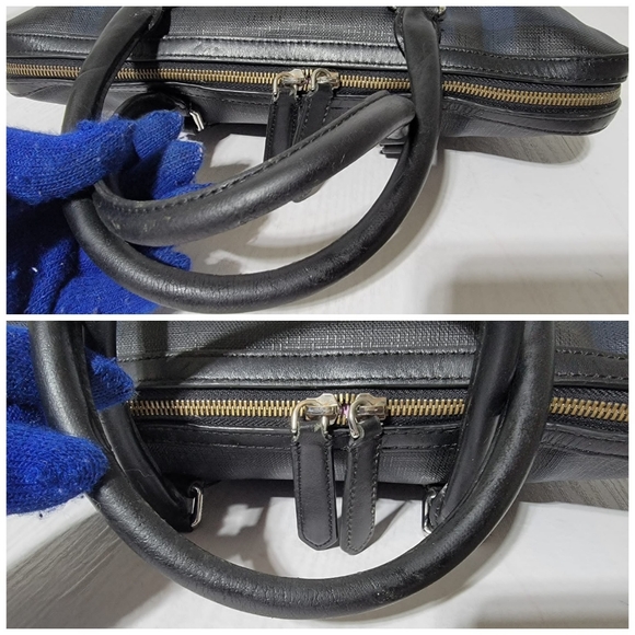 BURBERRY Hambleton London Check Briefcase Messenger Bag Blue - Picture 11 of 13